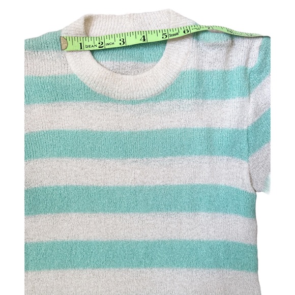 Vintage 80s light green and white striped tee - Picture 3 of 7
